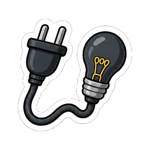 文字がない停電を示すプラグと消えた電球アイコン