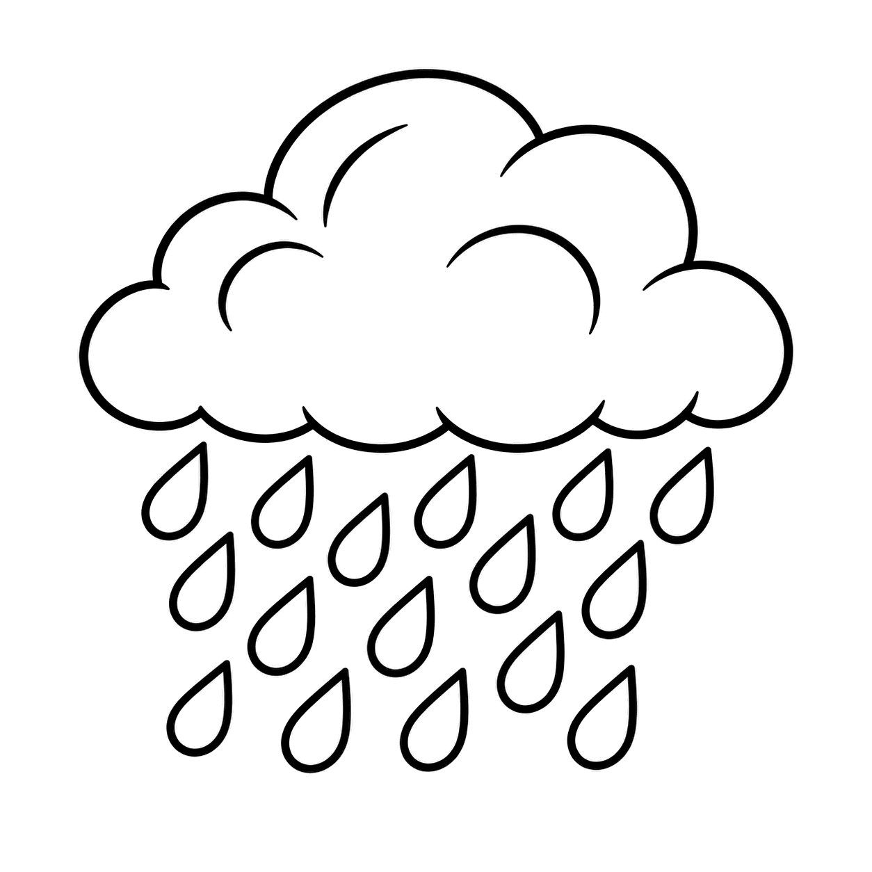 大雨の雲のぬり絵用線画
