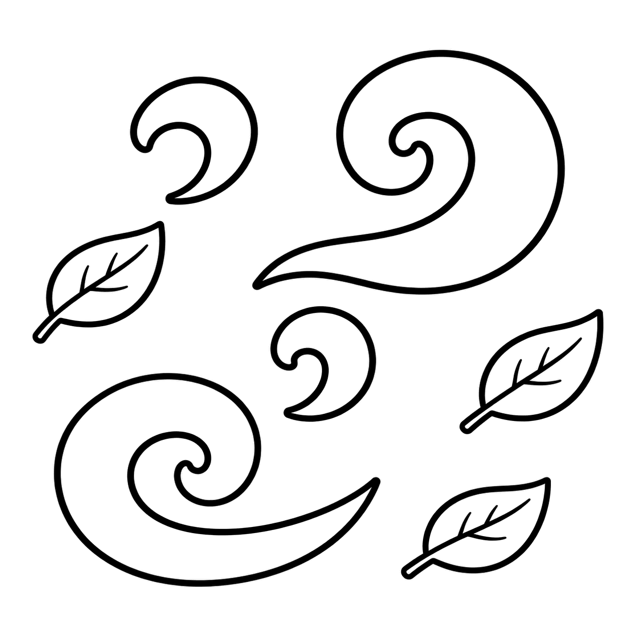 強い風のぬり絵用線画