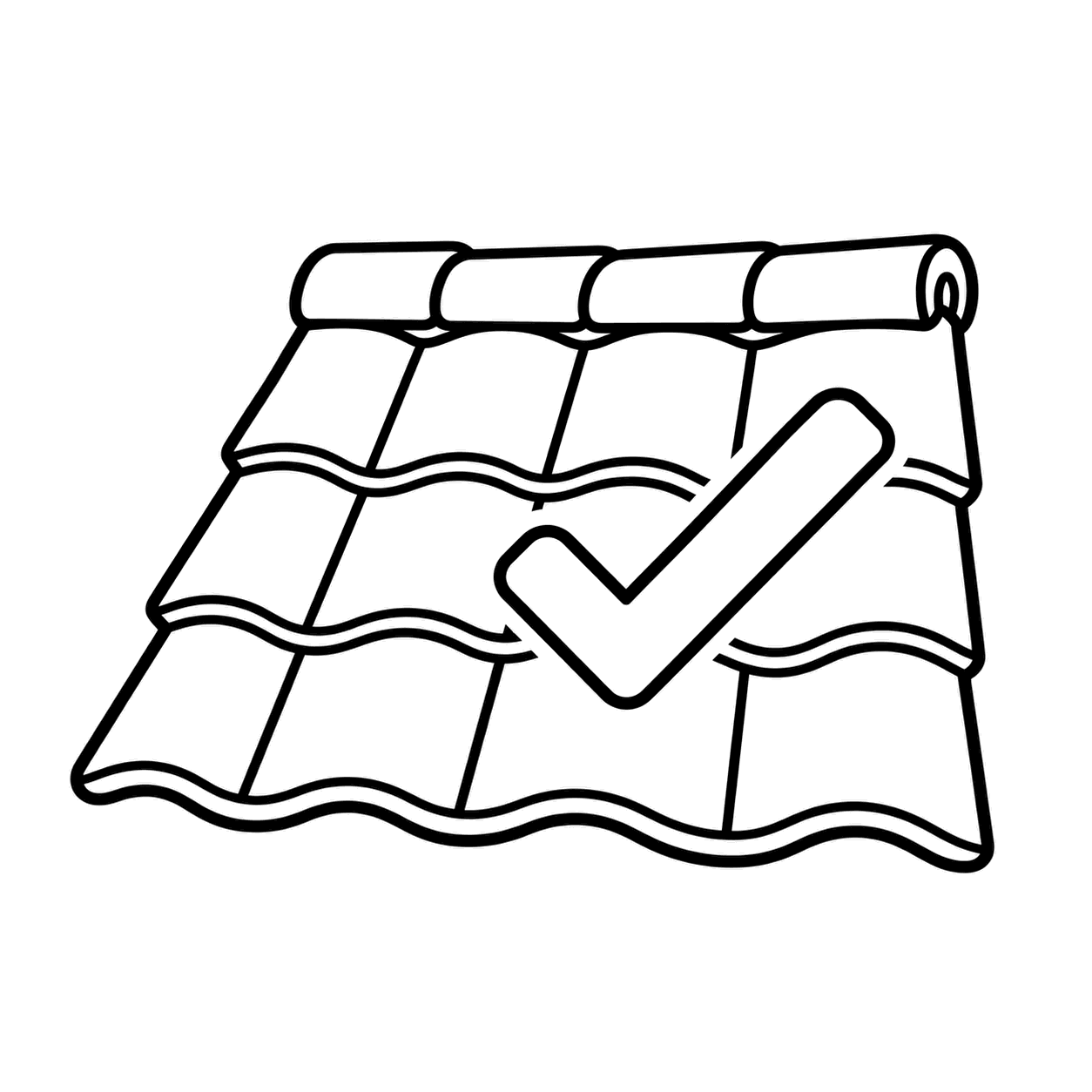 屋根瓦の点検のぬりえ用線画