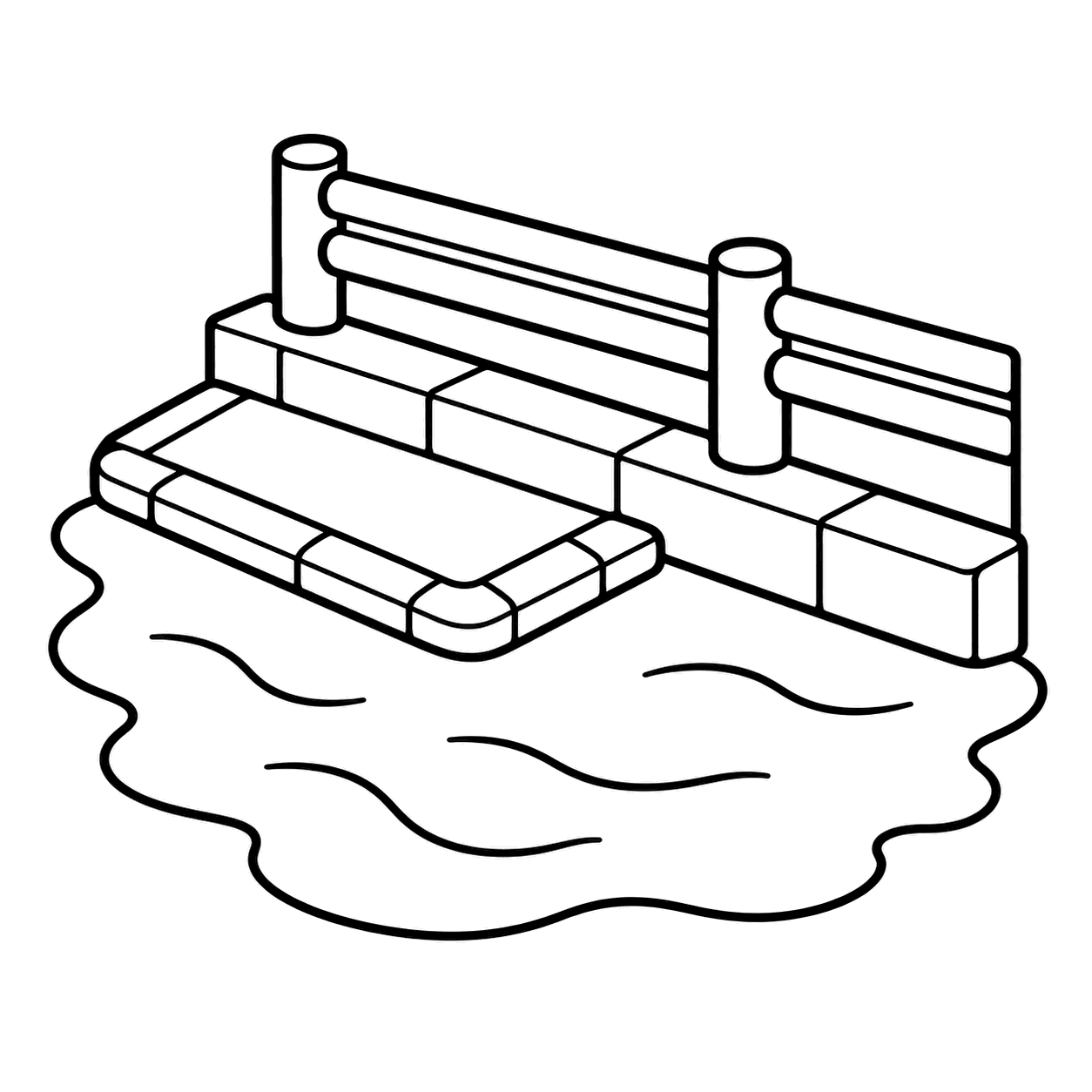 道路の冠水のぬりえ用線画
