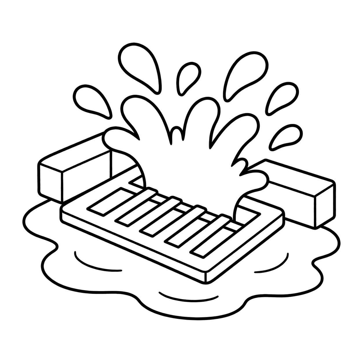 あふれる側溝のぬり絵用線画