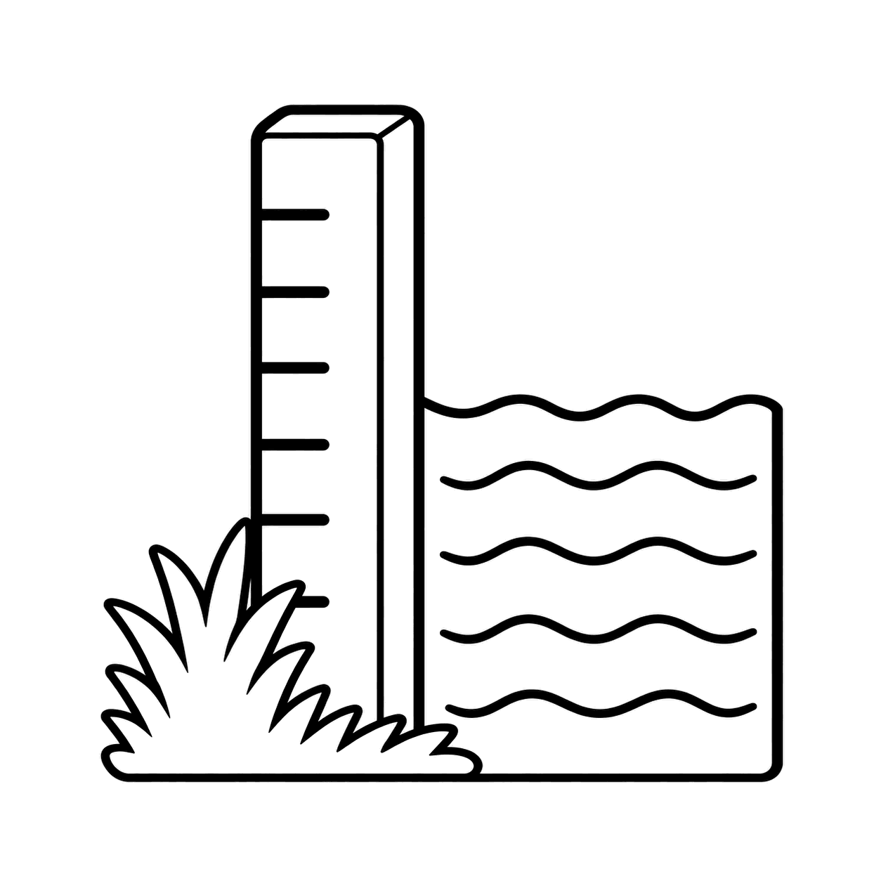 河川の水位のぬり絵用線画