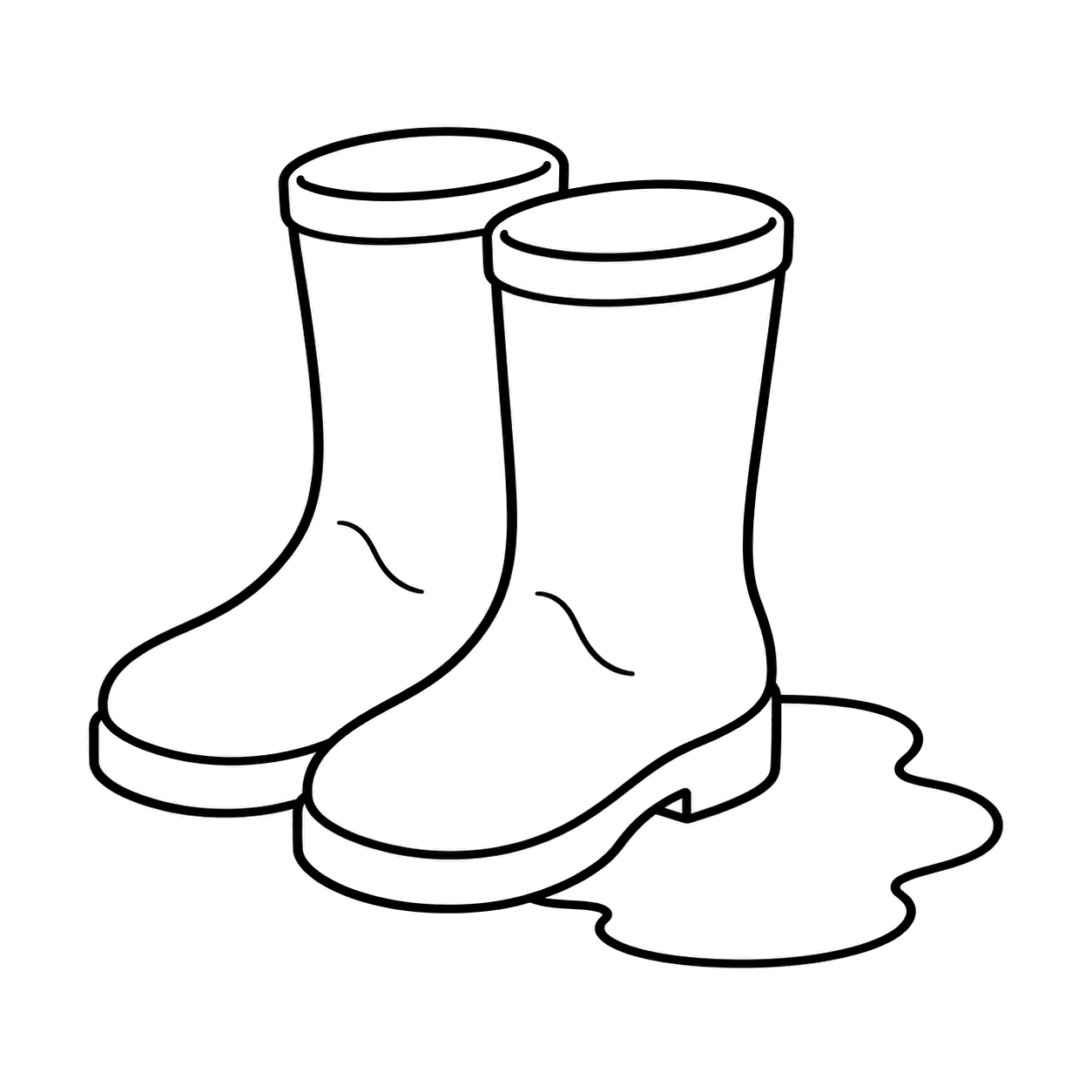 長靴と水たまりのぬり絵用線画