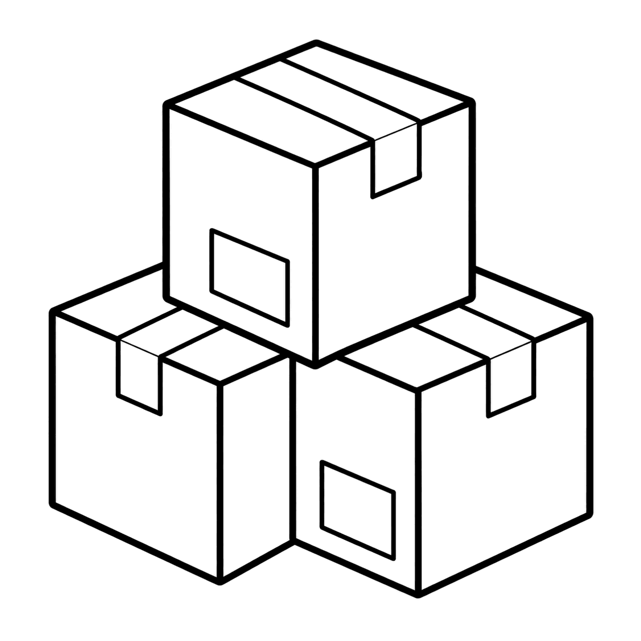 積まれた荷物のぬり絵用線画