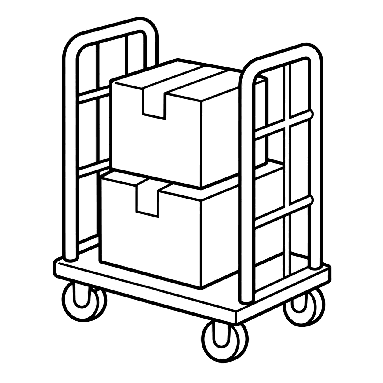 倉庫カートのぬり絵用線画