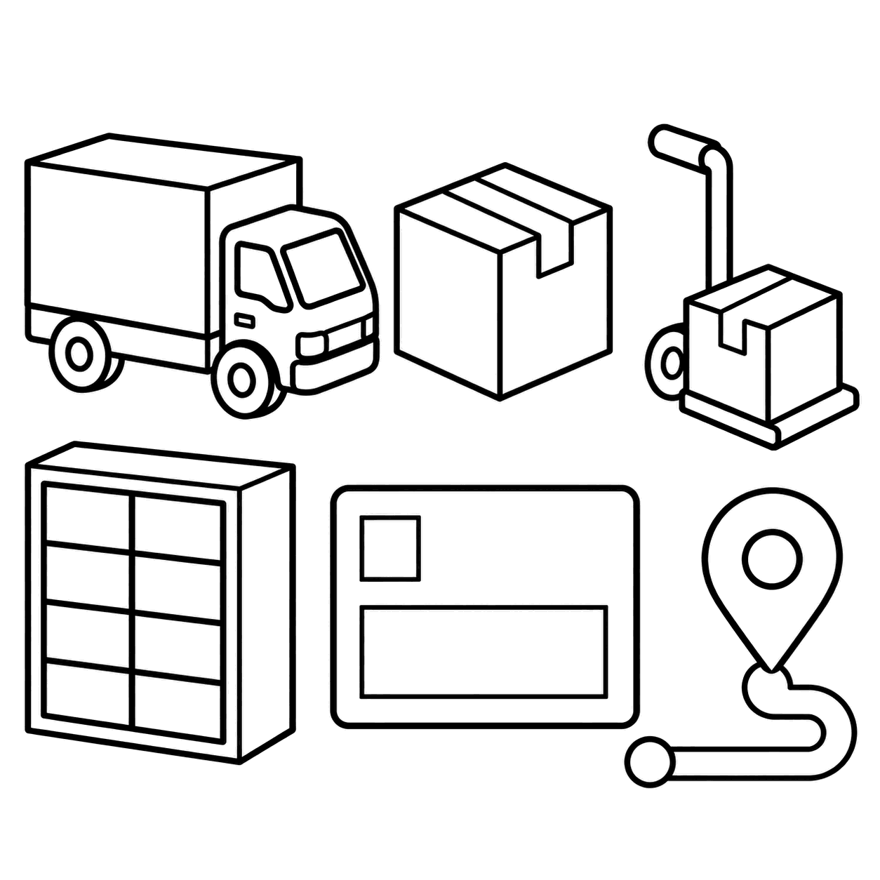 配送サービスセットのぬり絵用線画