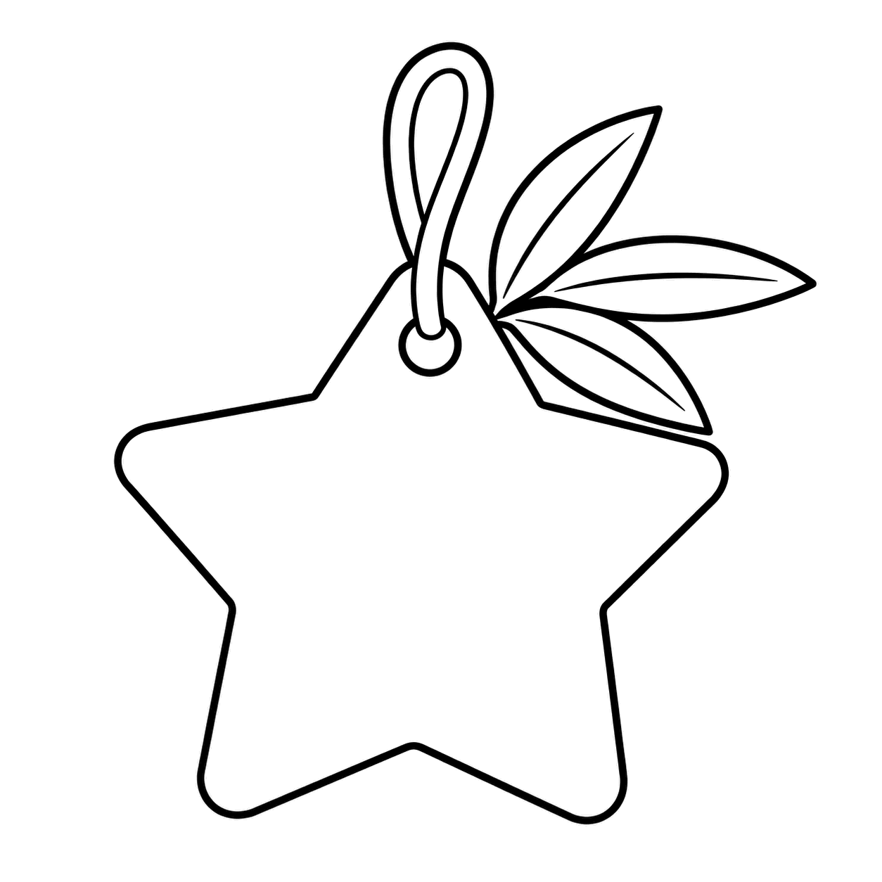 星形の白紙タグのぬりえ用線画