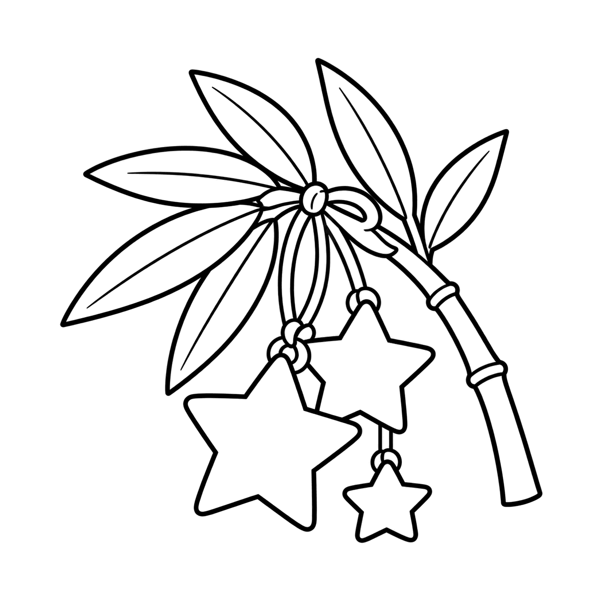 笹と星のぬりえ用線画