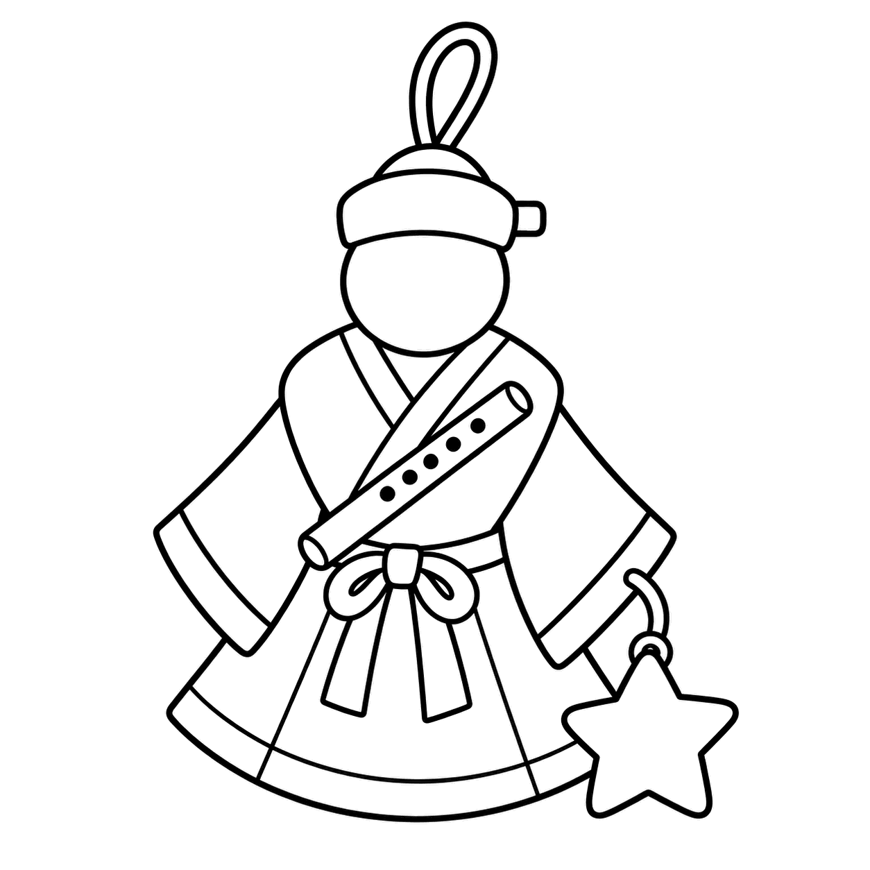 彦星の紙飾りのぬりえ用線画