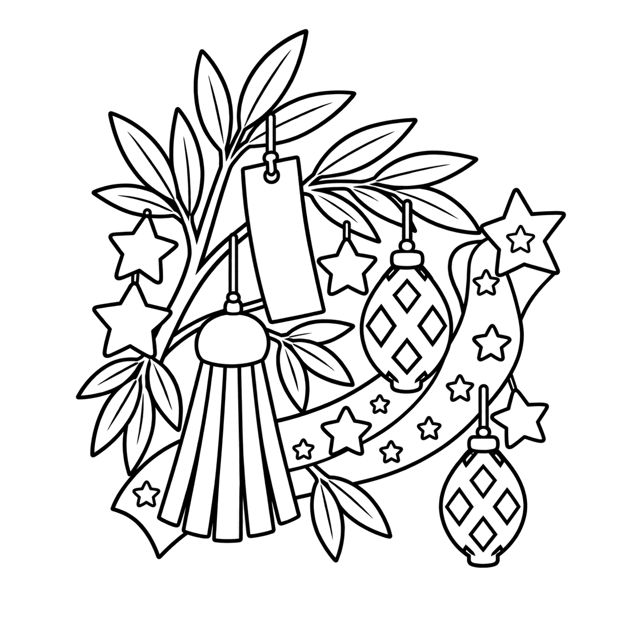 七夕セットのぬりえ用線画