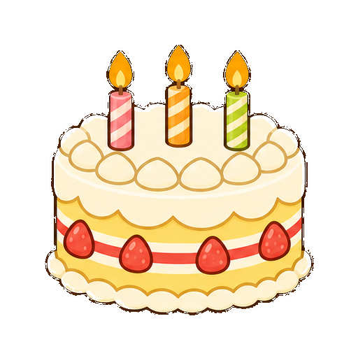 文字がないろうそく付き誕生日ケーキアイコン
