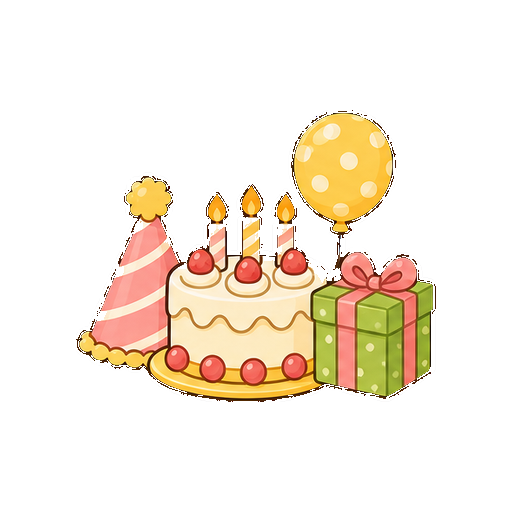 文字がない誕生日パーティーセットアイコン