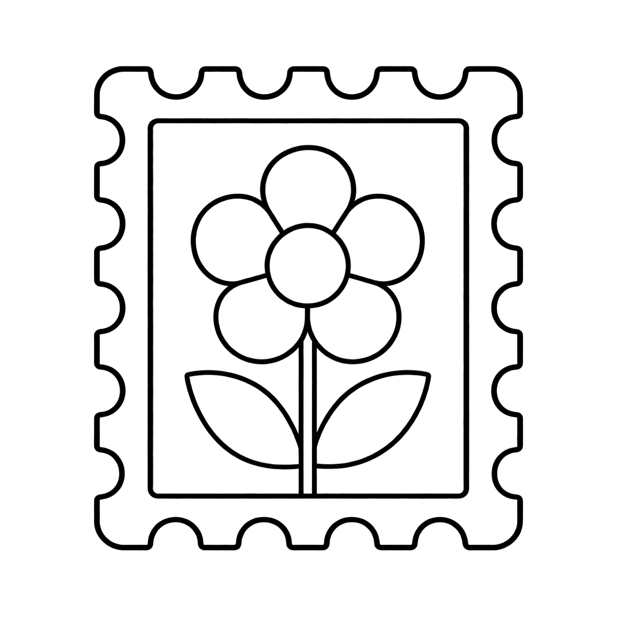 切手のぬりえ用線画