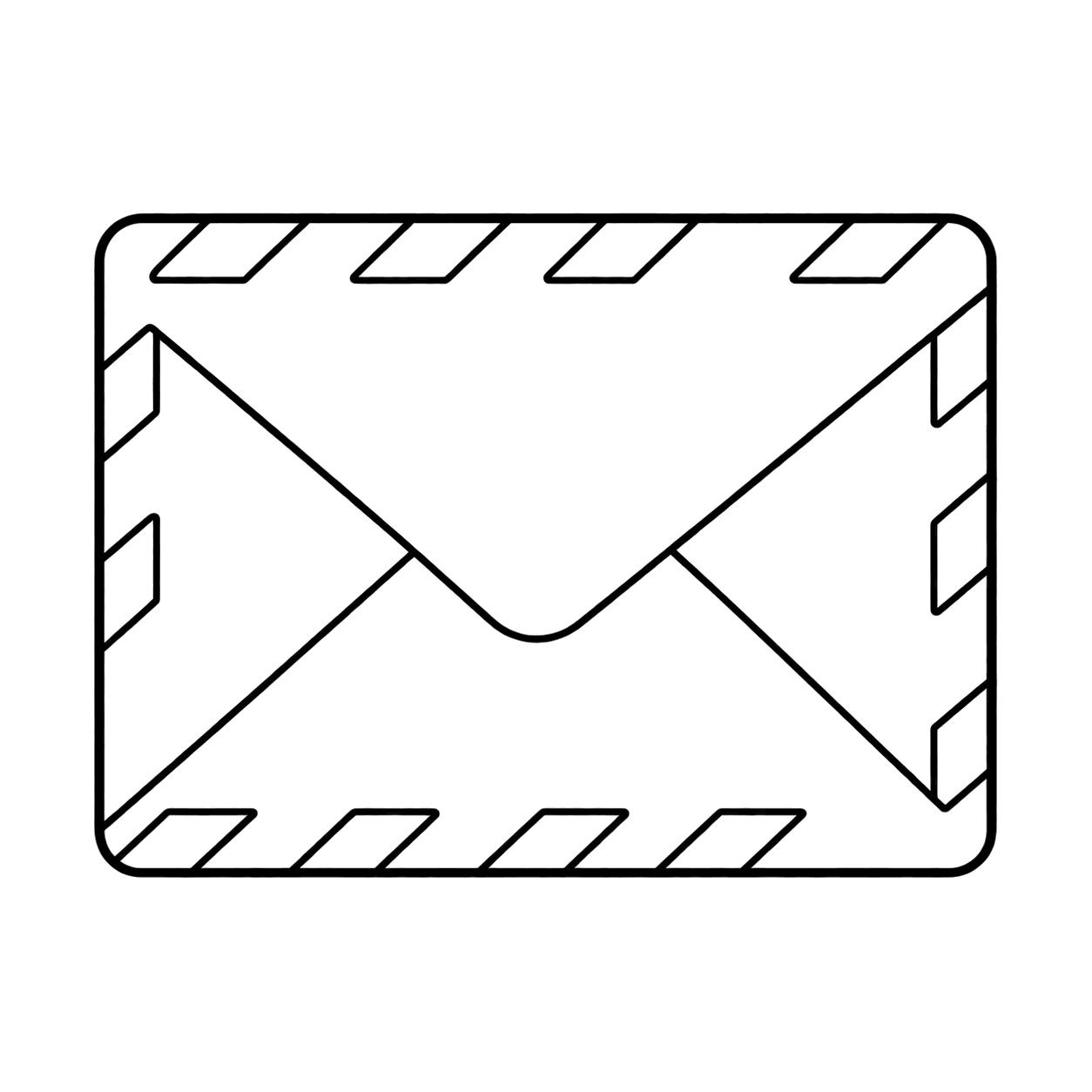 エアメール風封筒のぬりえ用線画