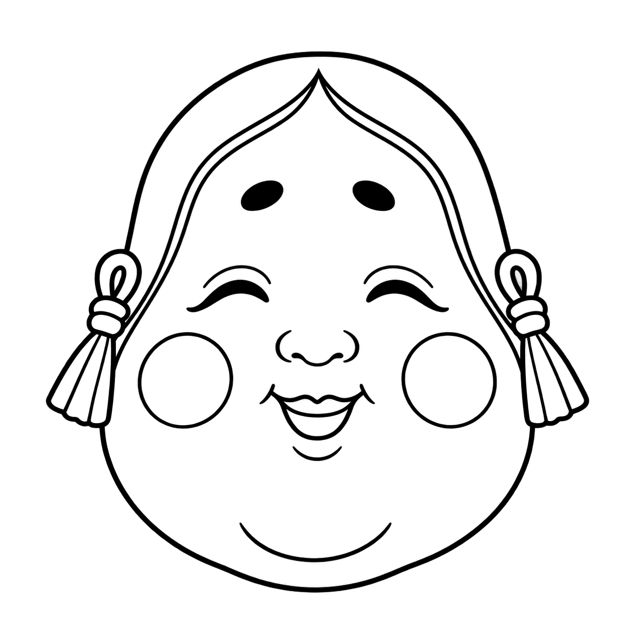 おかめ面のぬりえ用線画