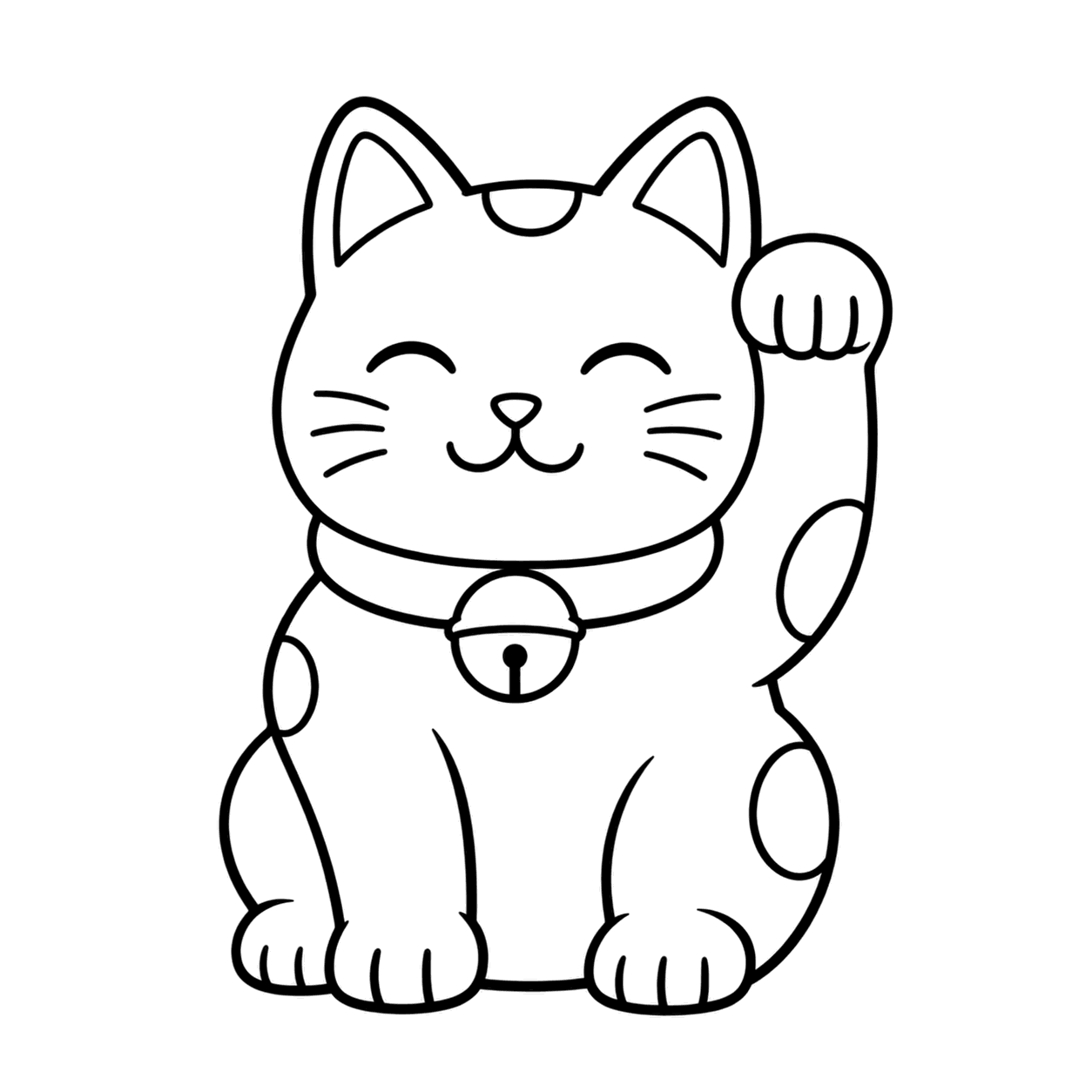 招き猫像のぬりえ用線画