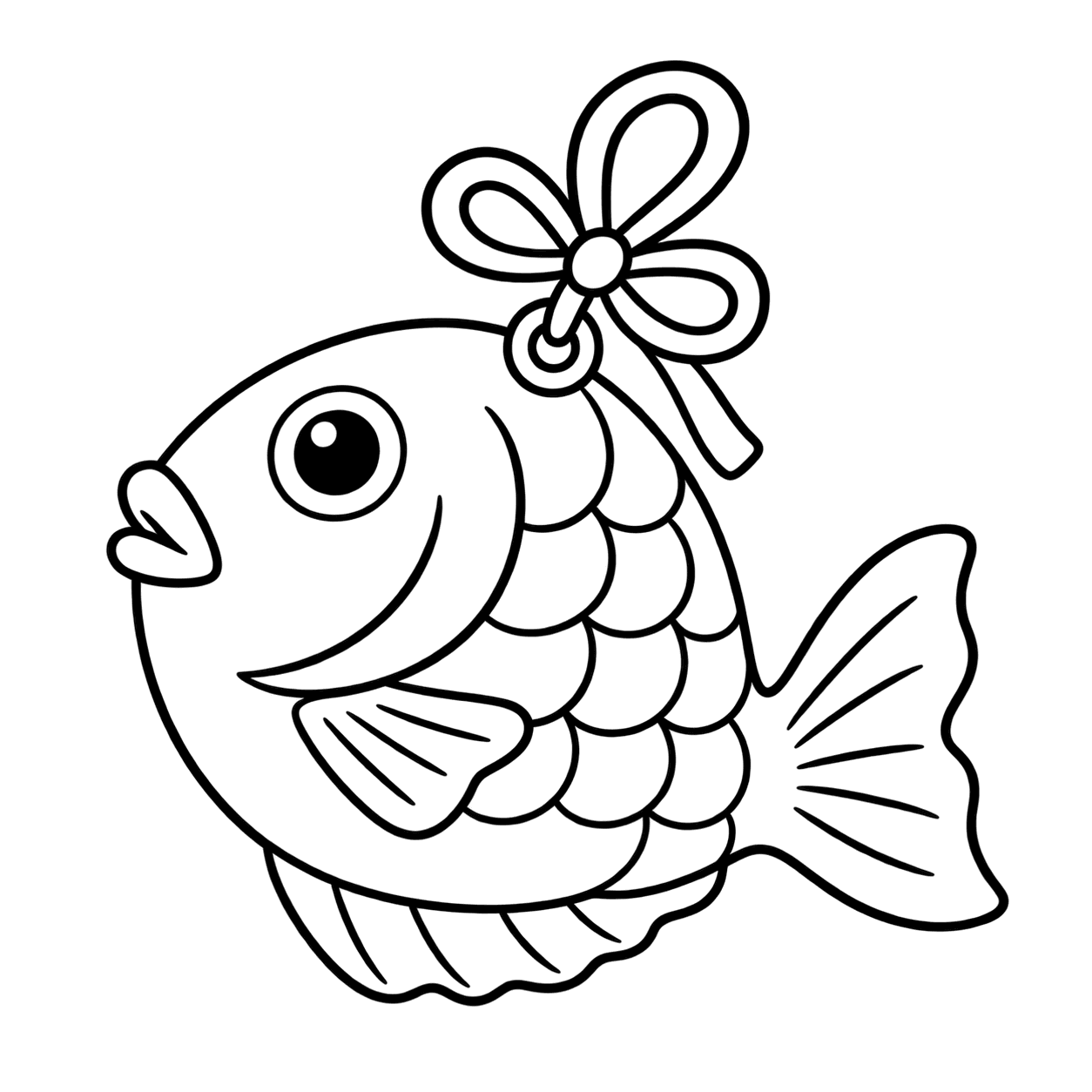 鯛の縁起物のぬりえ用線画