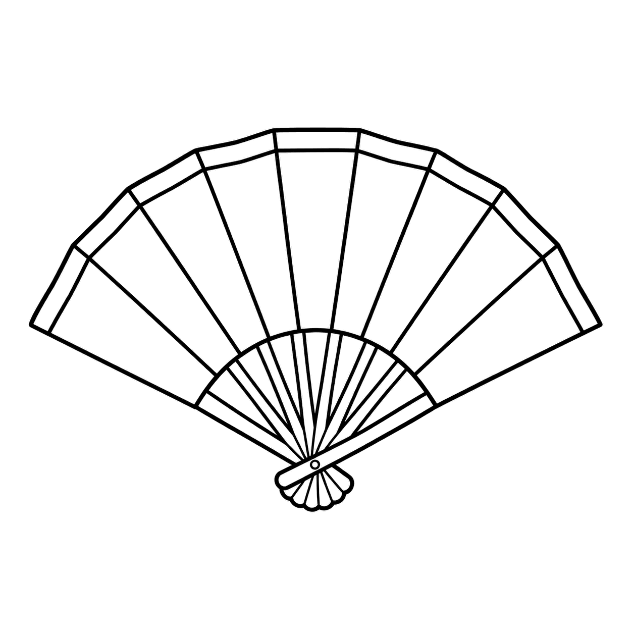 無文字の赤い扇のぬりえ用線画