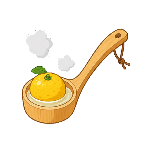 文字がない木の湯かき棒とゆずのアイコン