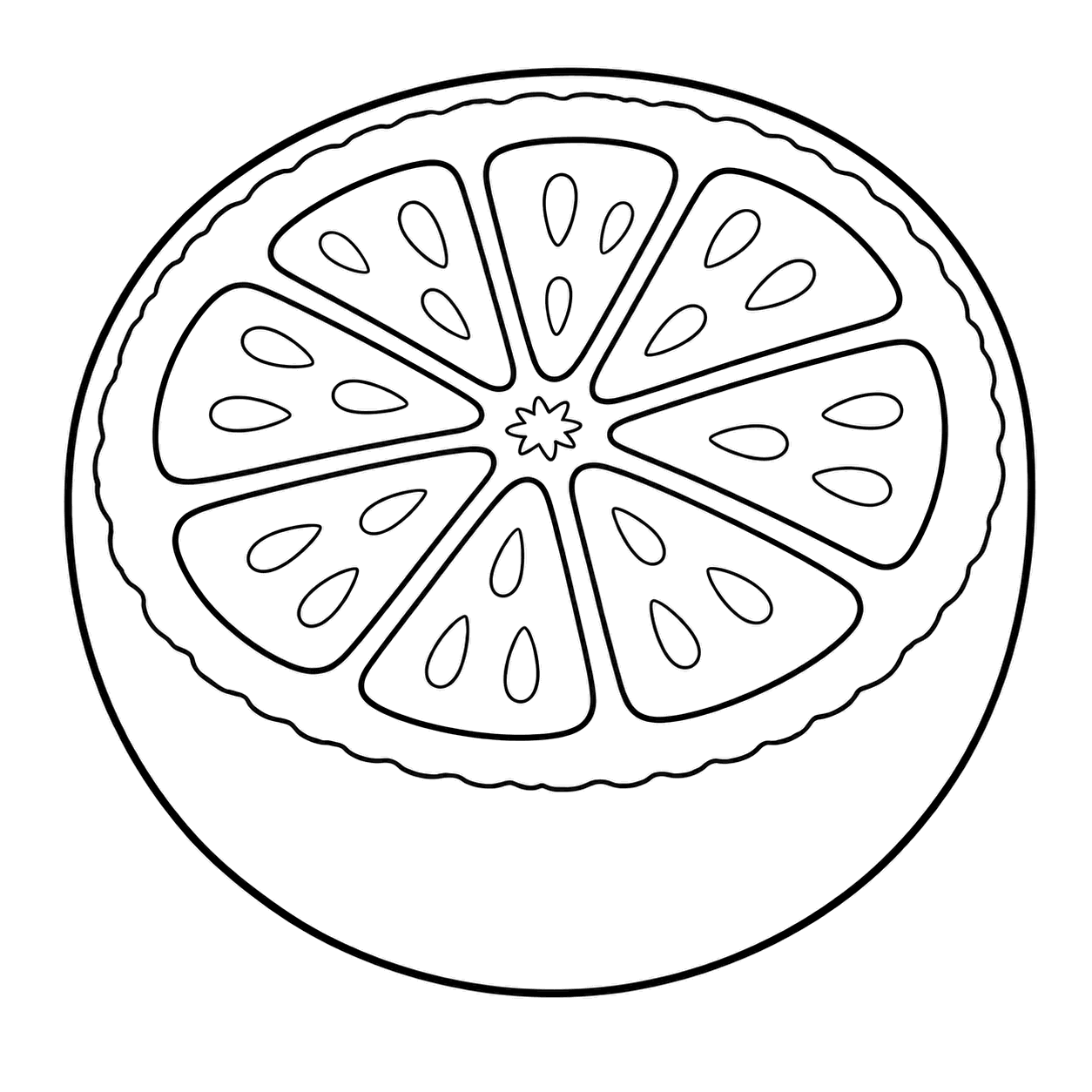 半分に切ったゆずのぬりえ用線画