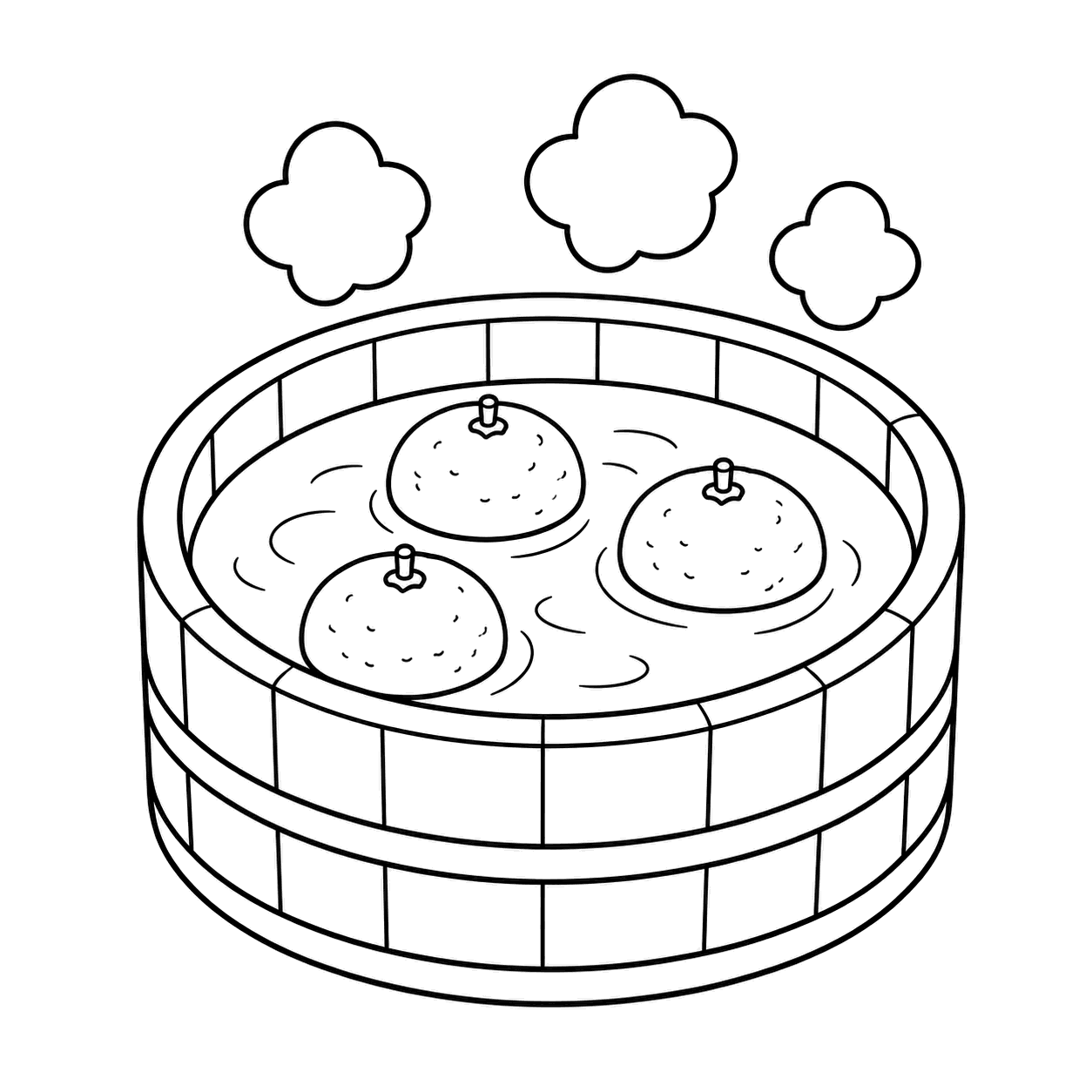 ゆず湯の桶のぬり絵用線画