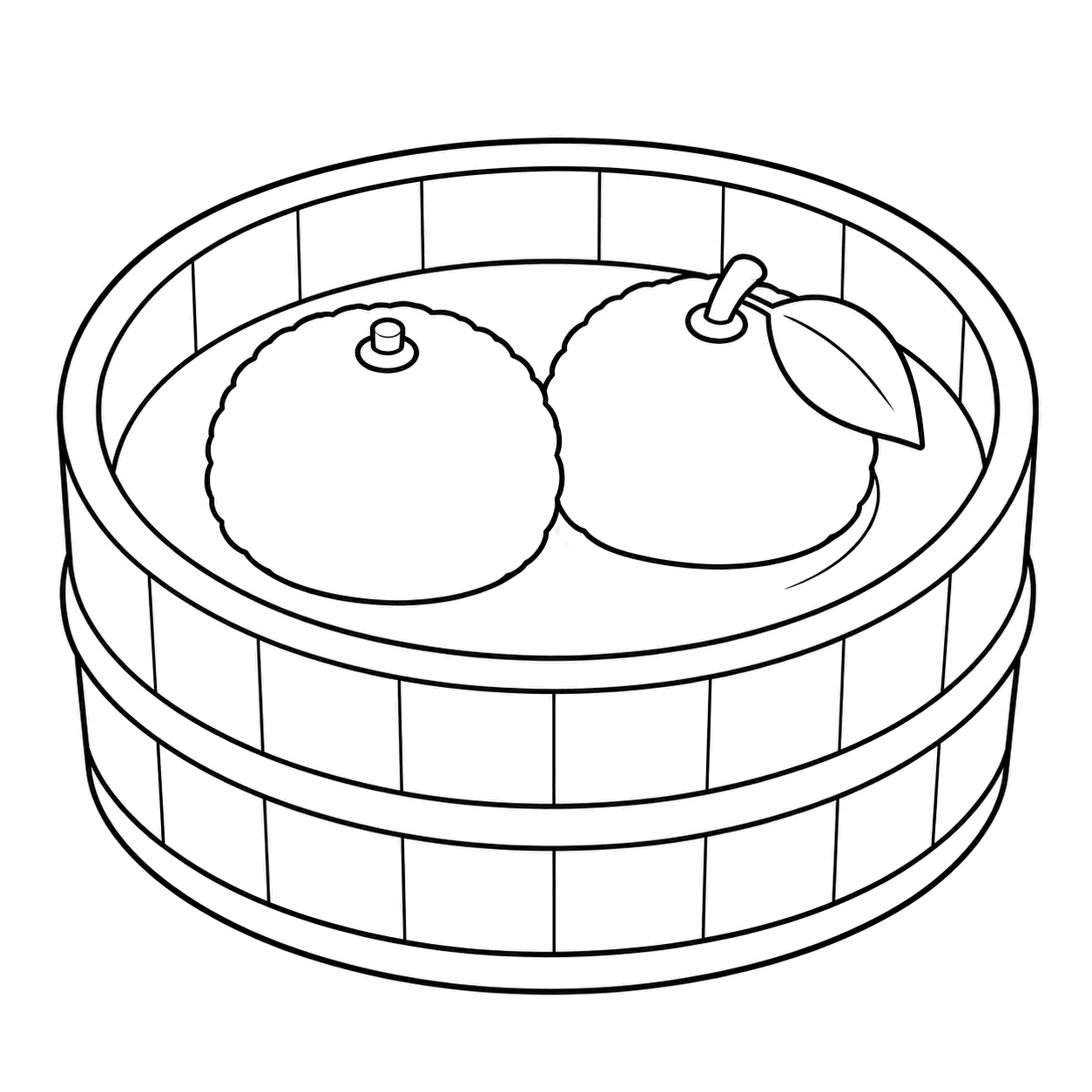 ゆず入り手桶のぬりえ用線画