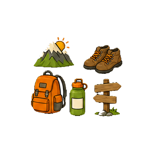 文字やロゴがない登山セットのアイコン