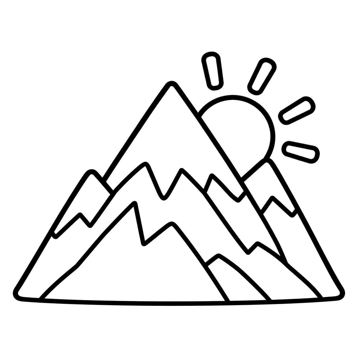 山のぬりえ用線画（登山・山のイラスト16点・ぬりえ16種類）