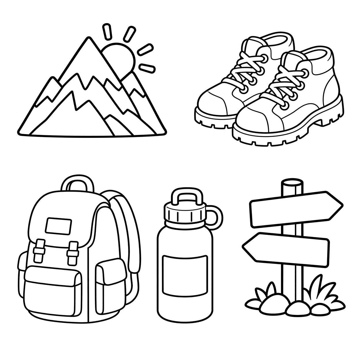登山セットのぬりえ用線画