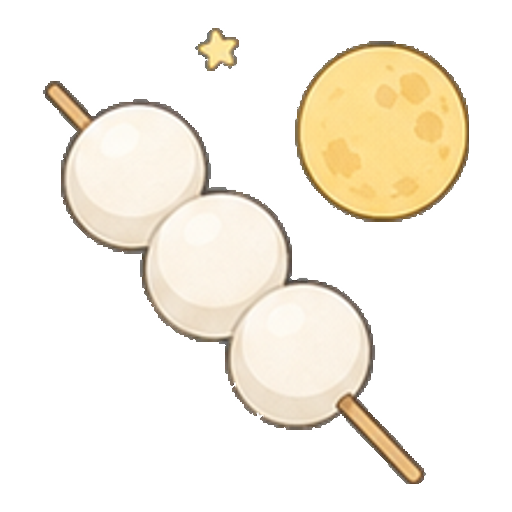 小さな月飾りがある白い団子串のアイコン