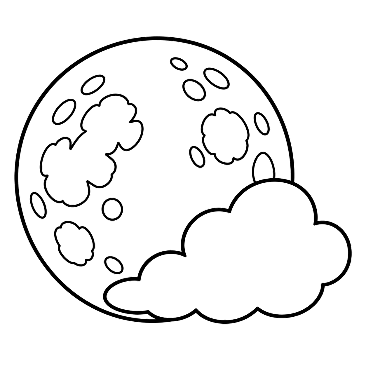 雲と月のぬりえ用線画
