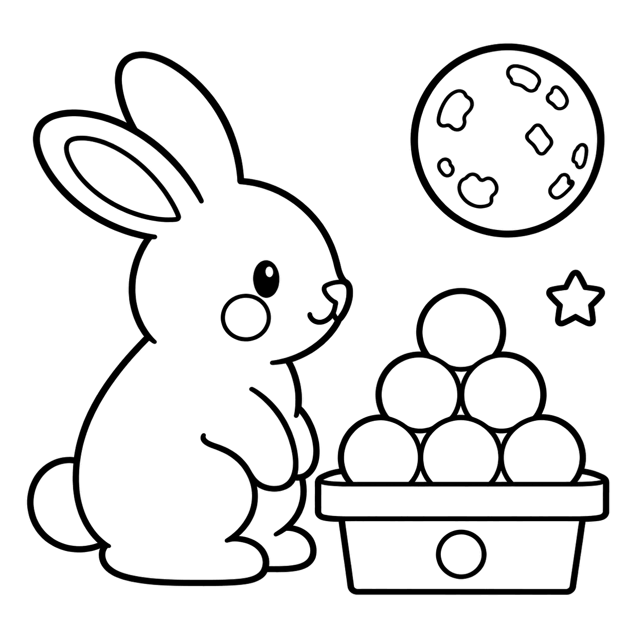 団子とうさぎのぬりえ用線画