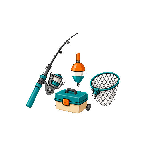 魚や人物や文字がない釣り道具セットアイコン