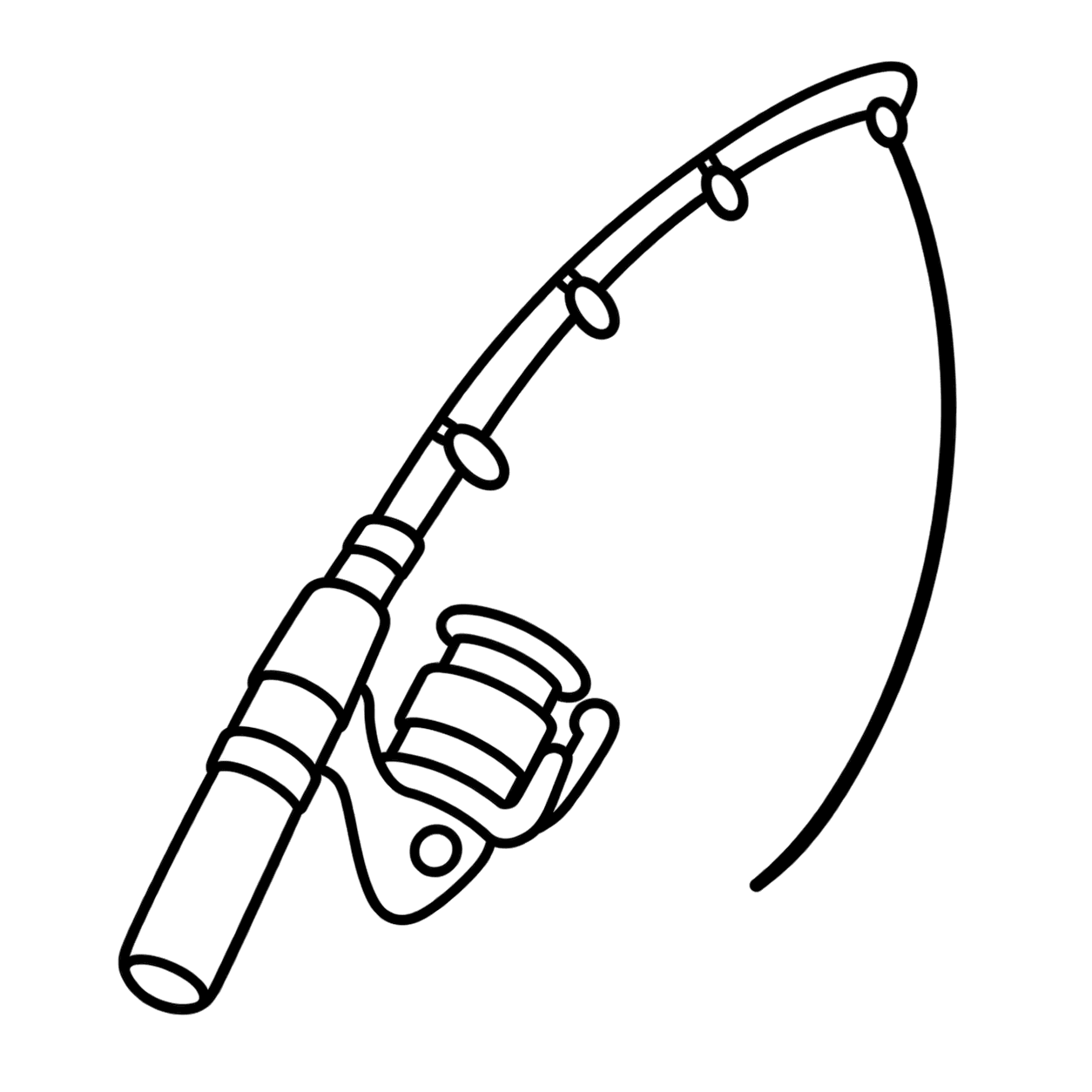 釣り竿のぬりえ用線画（釣り道具のイラスト16種類・ぬりえ16種類）