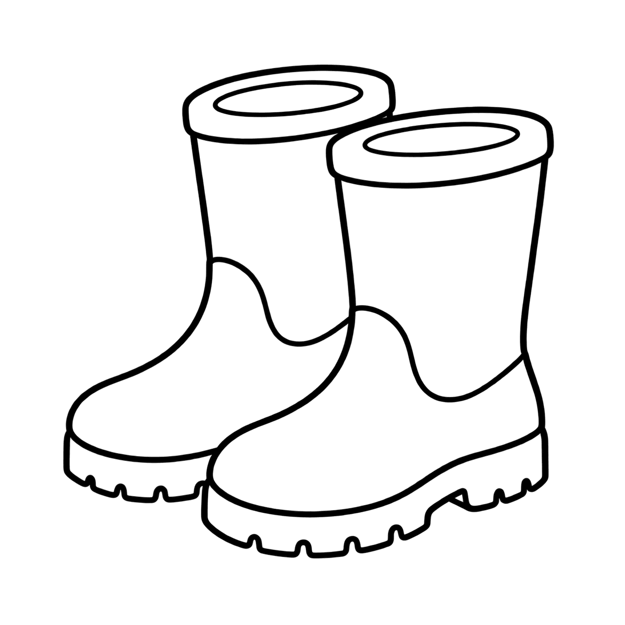 防水ブーツのぬりえ用線画
