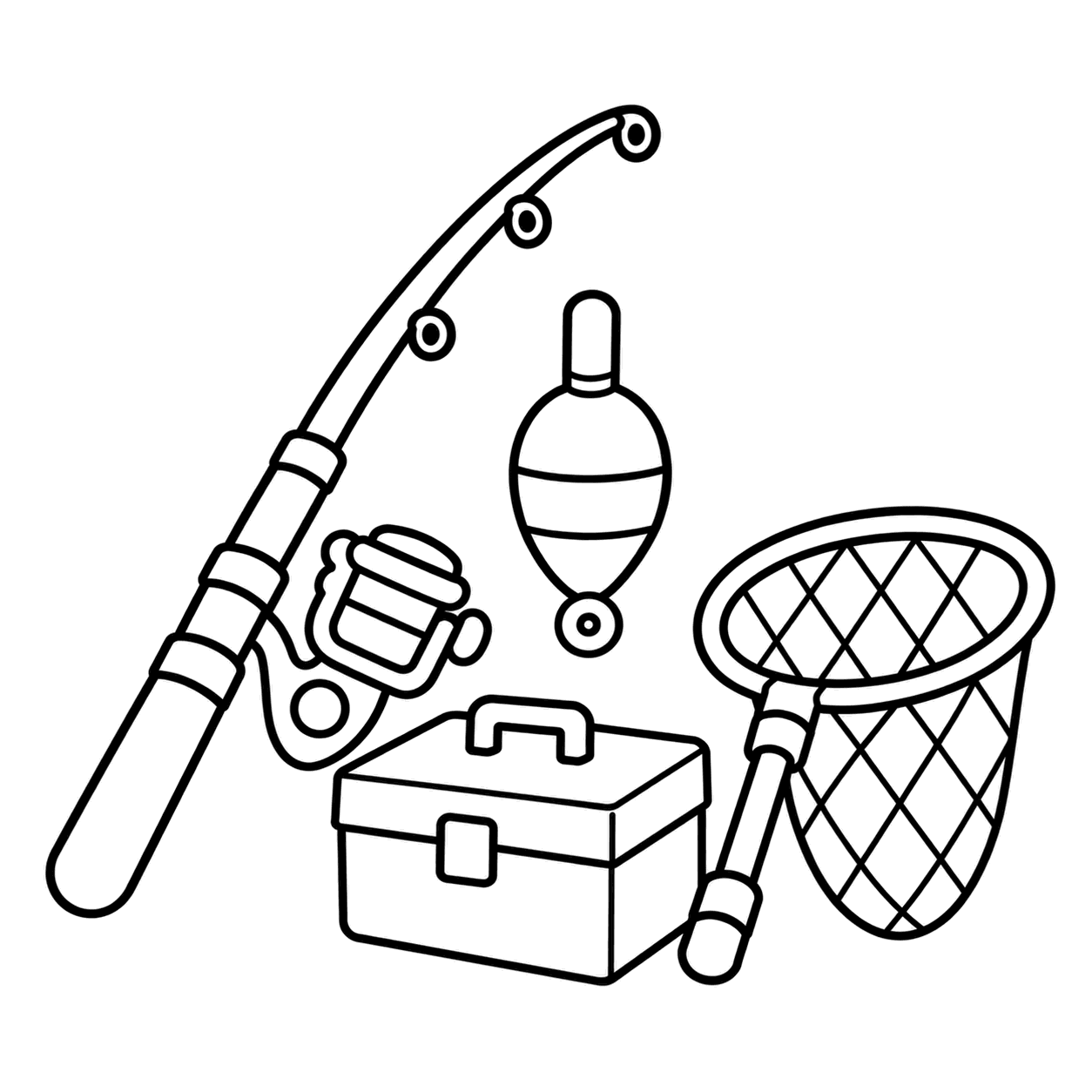 釣り道具セットのぬりえ用線画