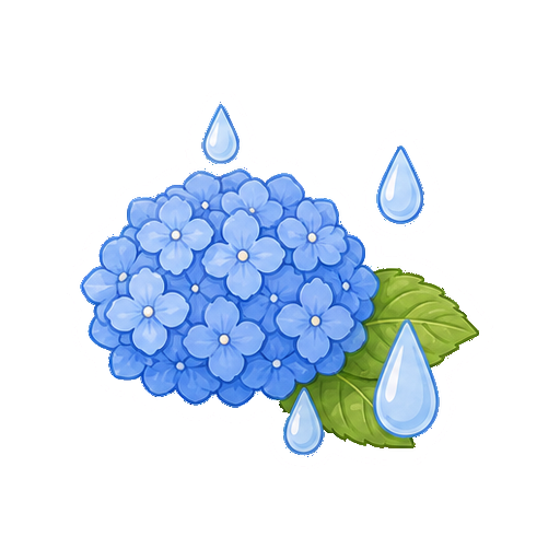 文字がない雨粒付きあじさいアイコン
