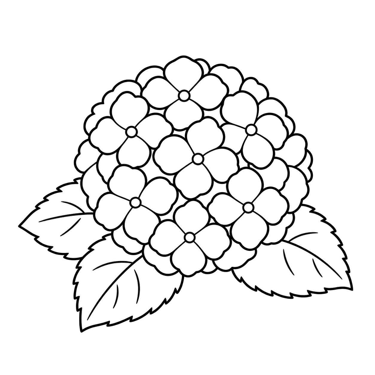 藤色のあじさいのぬり絵用線画