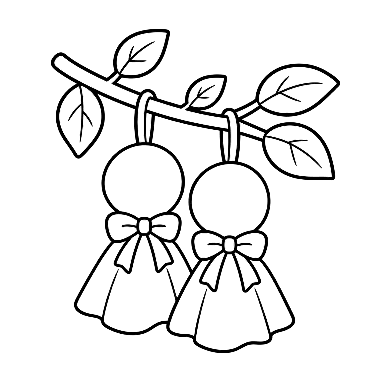 てるてる坊主二つのぬりえ用線画