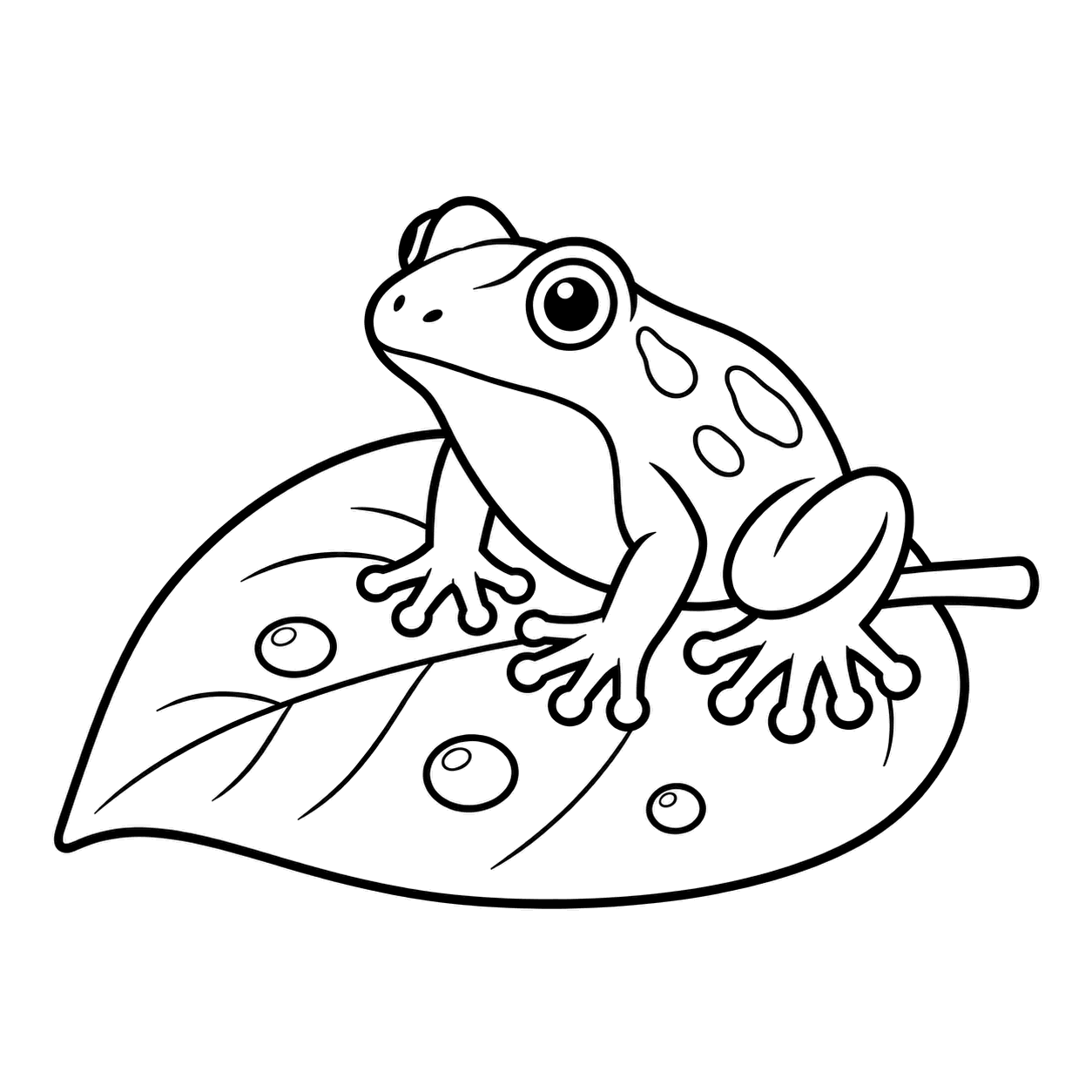 葉の上の蛙のぬりえ用線画