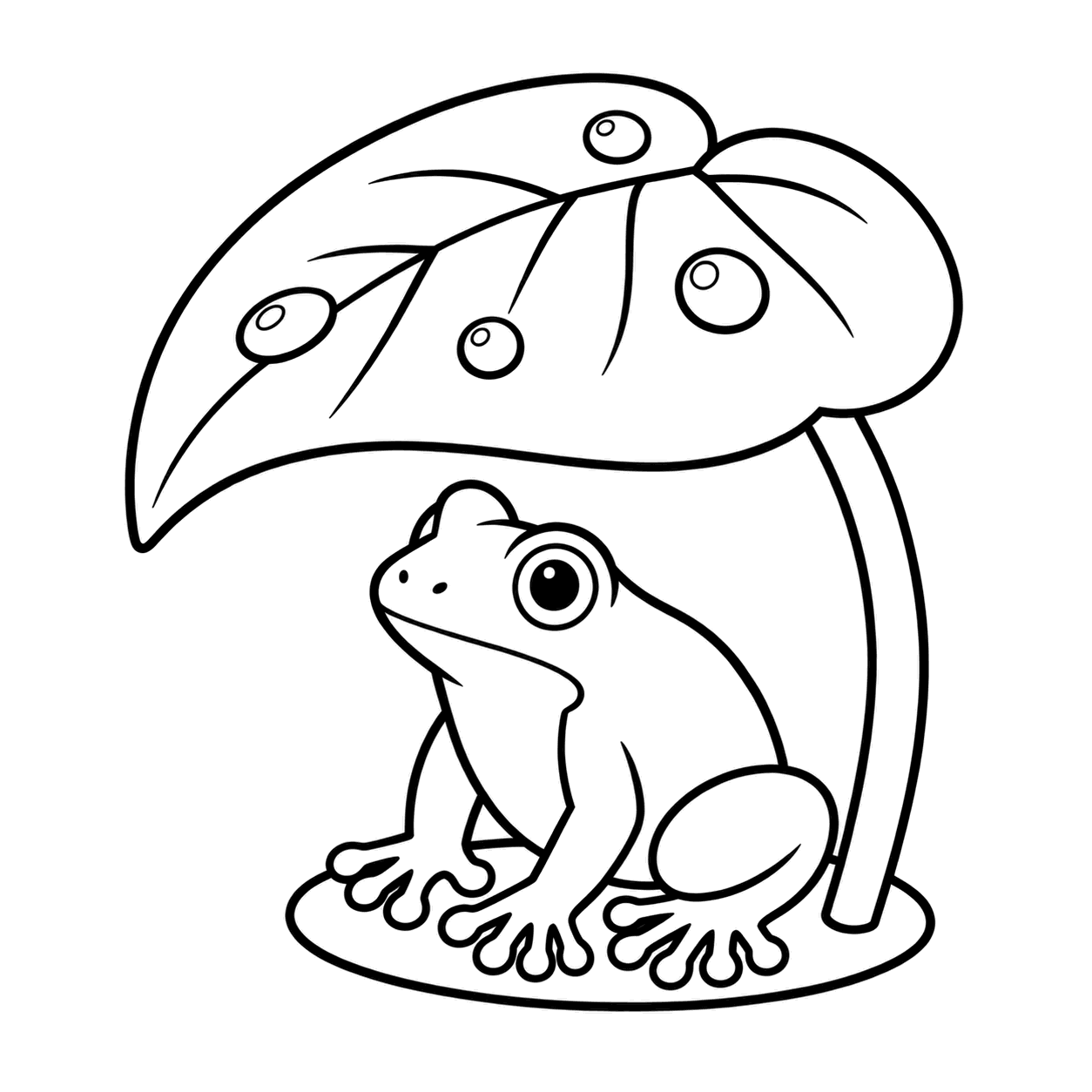 葉傘の蛙のぬりえ用線画