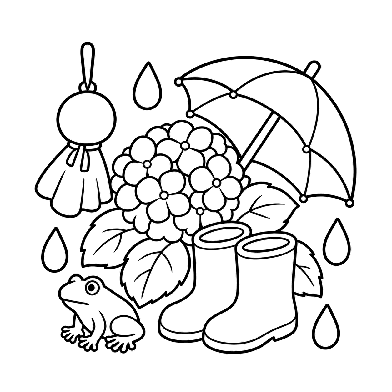 梅雨セットのぬりえ用線画