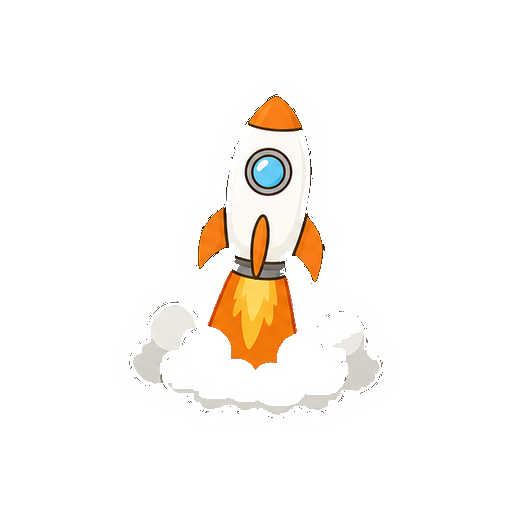 文字やロゴがない炎と煙が付いたロケット発射アイコン