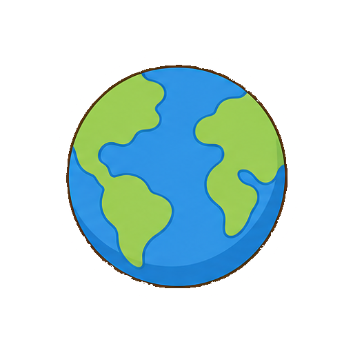 文字や国境がない地球風の惑星アイコン