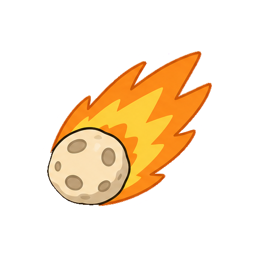 文字や透明な光がない流星アイコン