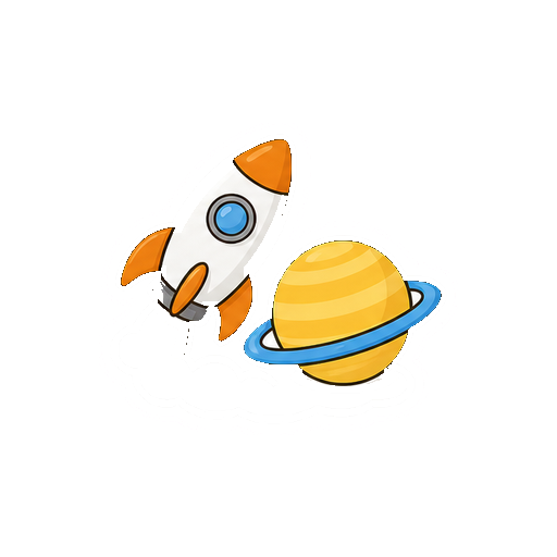 文字や星単体がないロケットと惑星のセットアイコン