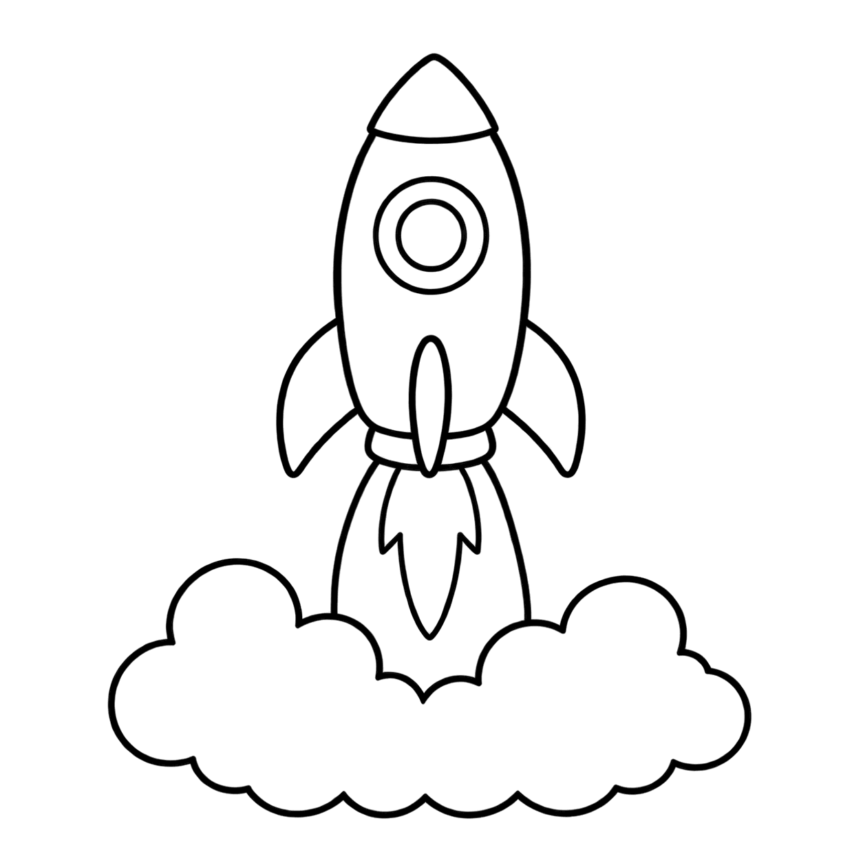 発射するロケットのぬりえ用線画