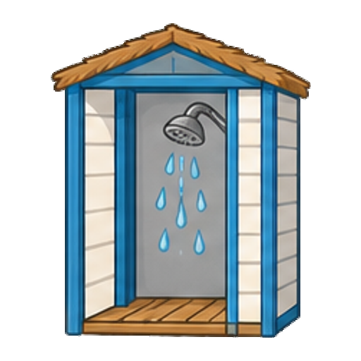 水滴が付いた海辺のシャワーブースのアイコン