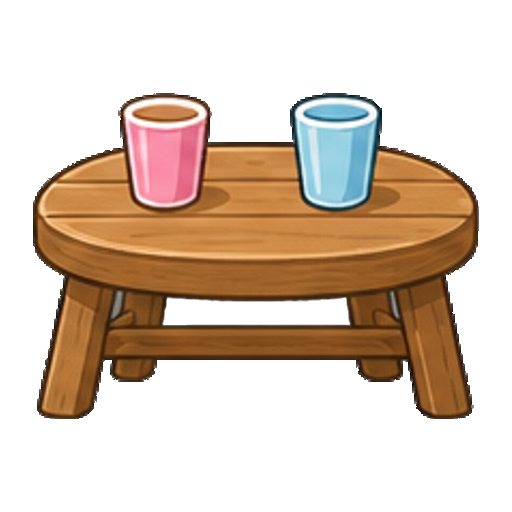文字がないカップが置かれた小さなビーチテーブルのアイコン
